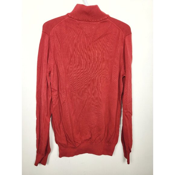 Tommy Hilfiger red quarter zip pullover cotton sweater. Men's Medium - Picture 3 of 5